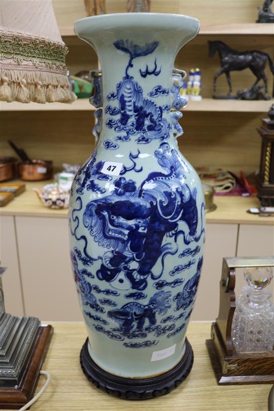 A large Chinese celadon vase height 64cm